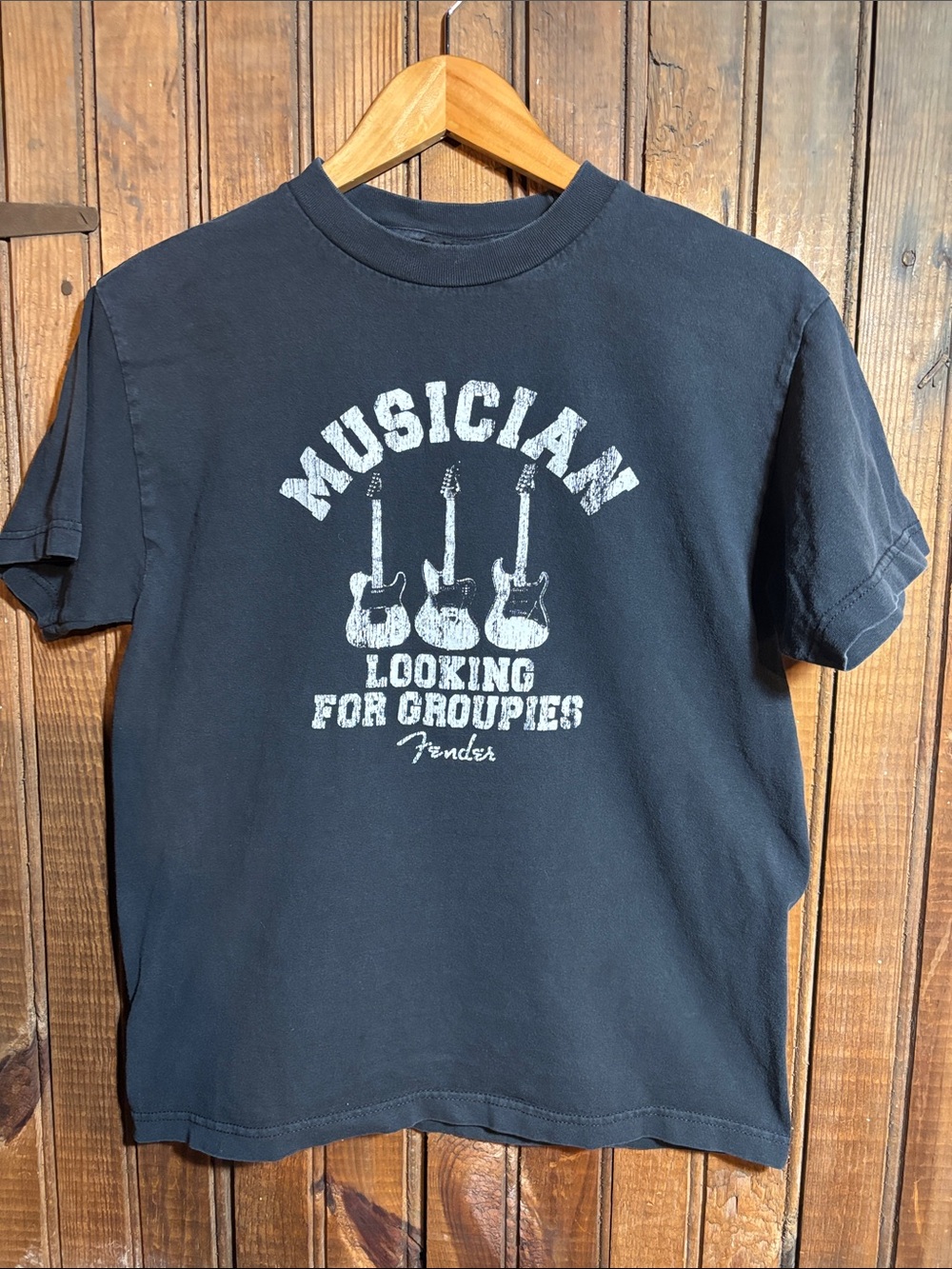 Fender Black Tee with White Guitar Graphic